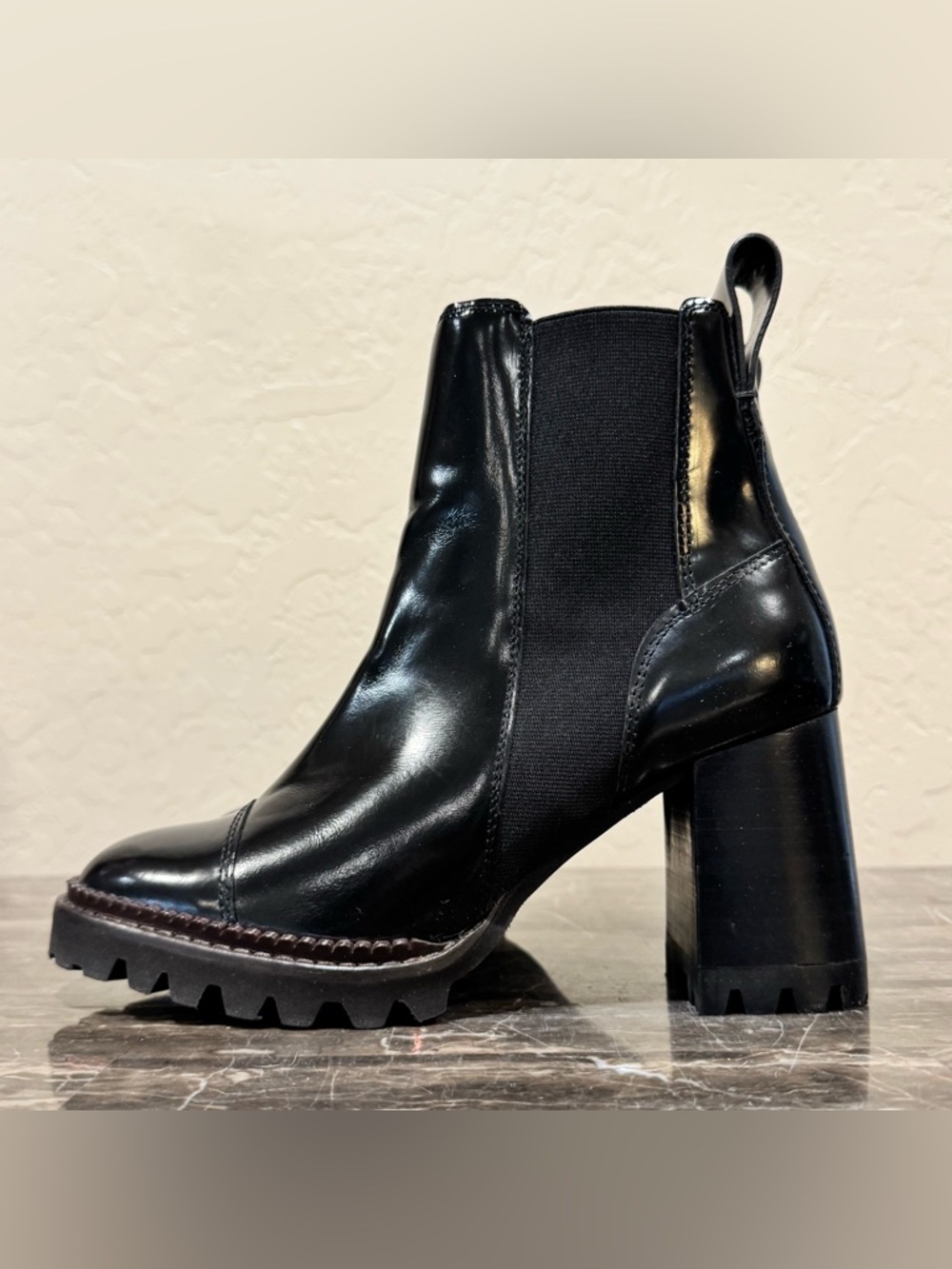 See by Chloe Mallory Lug Sole Patent Leather Chelsea Boots